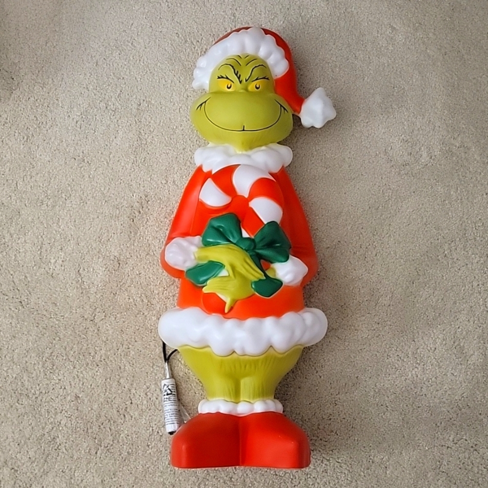 NEW Grinch Santa Indoor Outdoor Blow Mold Christmas Decor Lighted 24" Tall - Picture 3 of 4